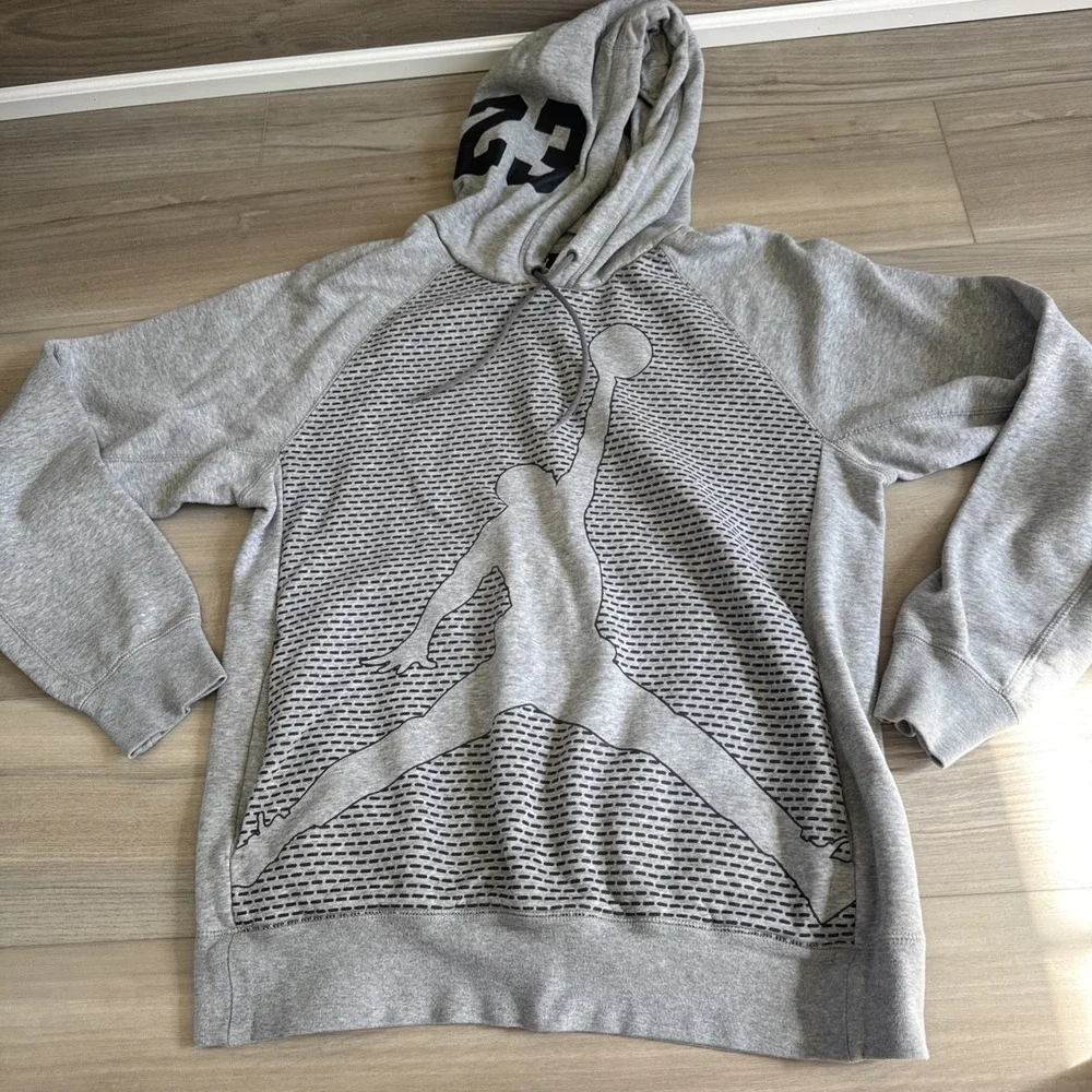 Michael Jordan #23 Sweatshirt Hoodie‎ Air Jordan Jumpman Nike Gray Grey Men's M